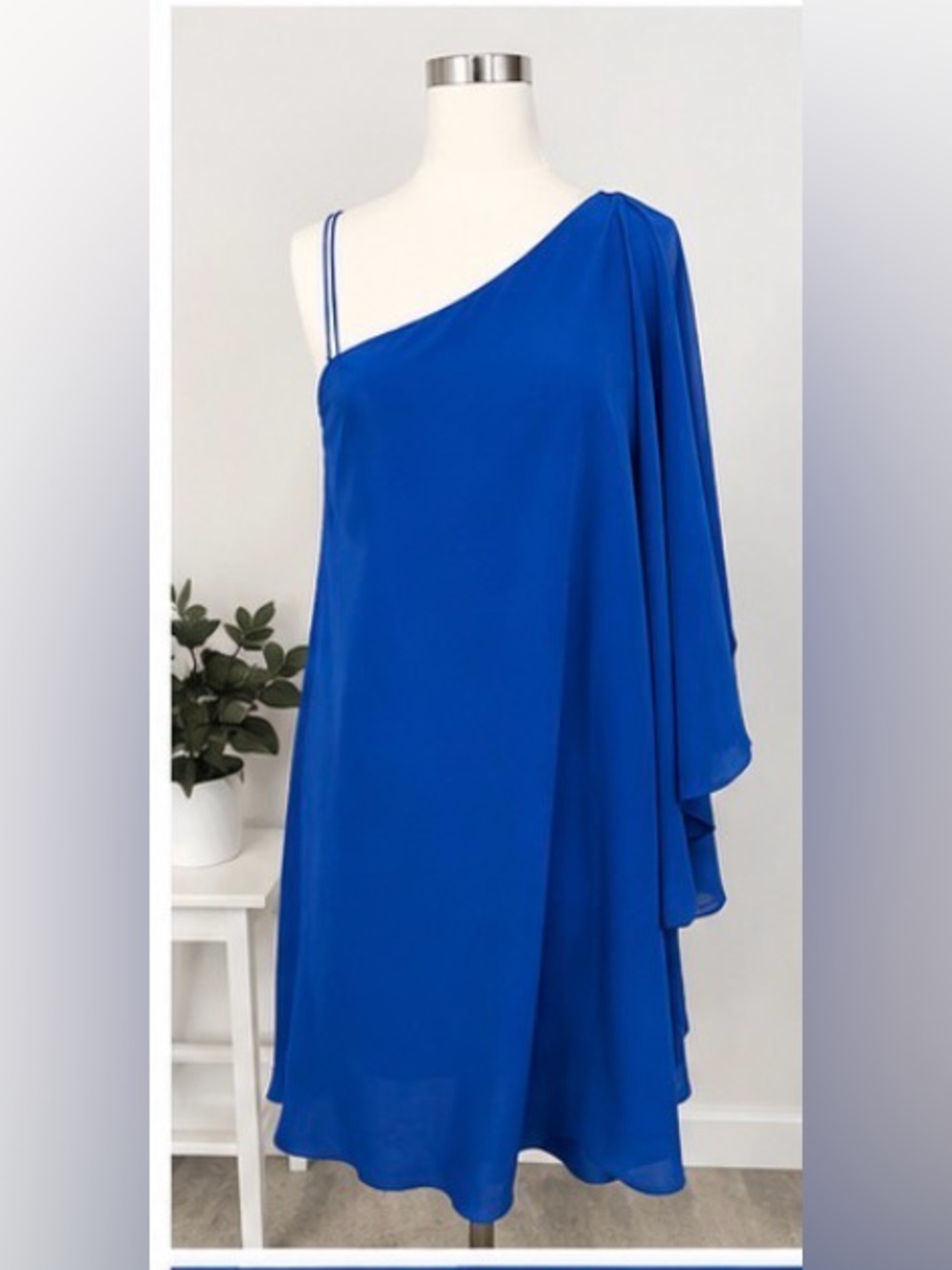 Nicole Miller One-Shoulder Dress in Cobalt Blue